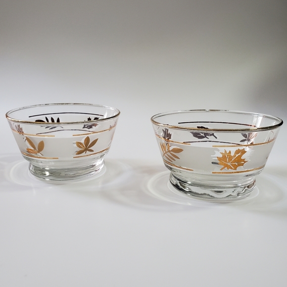 Libbey Dining Vintage Libbey Leaf Dessert Bowls Set Of 2 Gold Mid